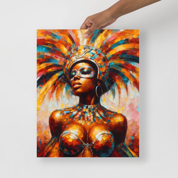 Caribbean Queen | Carnival celebration Poster | Afro Wall Art | West Indies | afro diaspora| Canva style print|Afrocentric Art | Black Queen