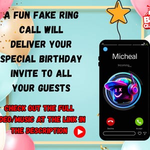 Personalized Roblox Ringing Phone Video Birthday Invitation | Funny Animated Neon Roblox Invite | Custom MP4 Sent to You in 24h