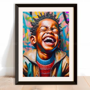 Black Boy Reading Poster, Afro Wall Art, Black Boy Room Decor