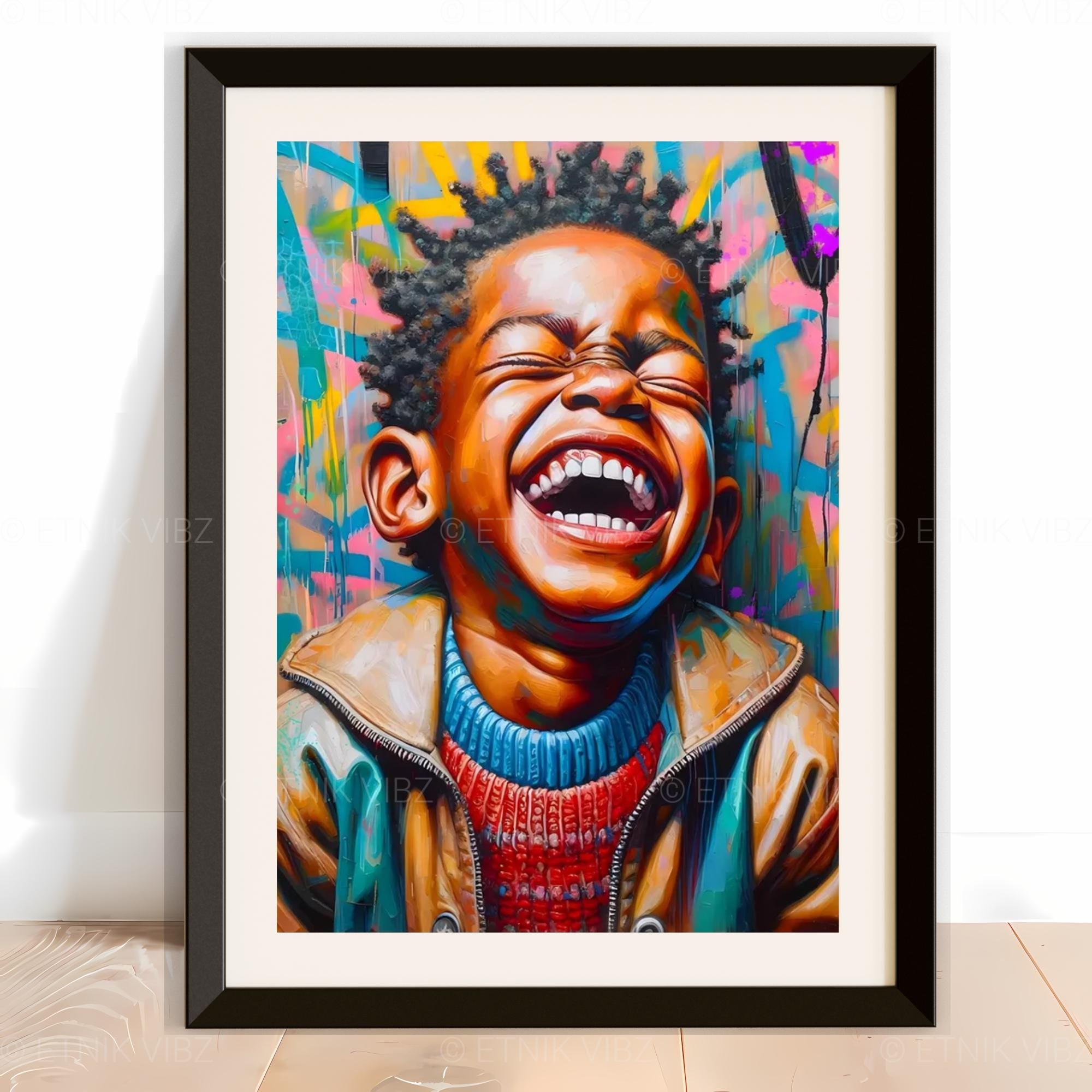 Black Boy Joy Art Poster, Afro Wall Art, Urban Graffiti Wall Art
