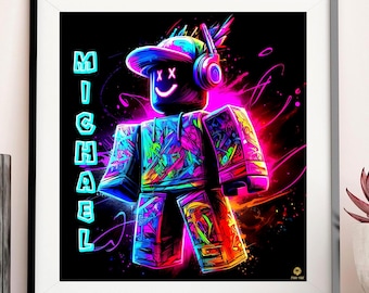 Custom Roblox Birthday Poster | Personalized Gamer Boy Name Print | Kids Game Room Wall Art | Roblox Party Decor (Digital Download)