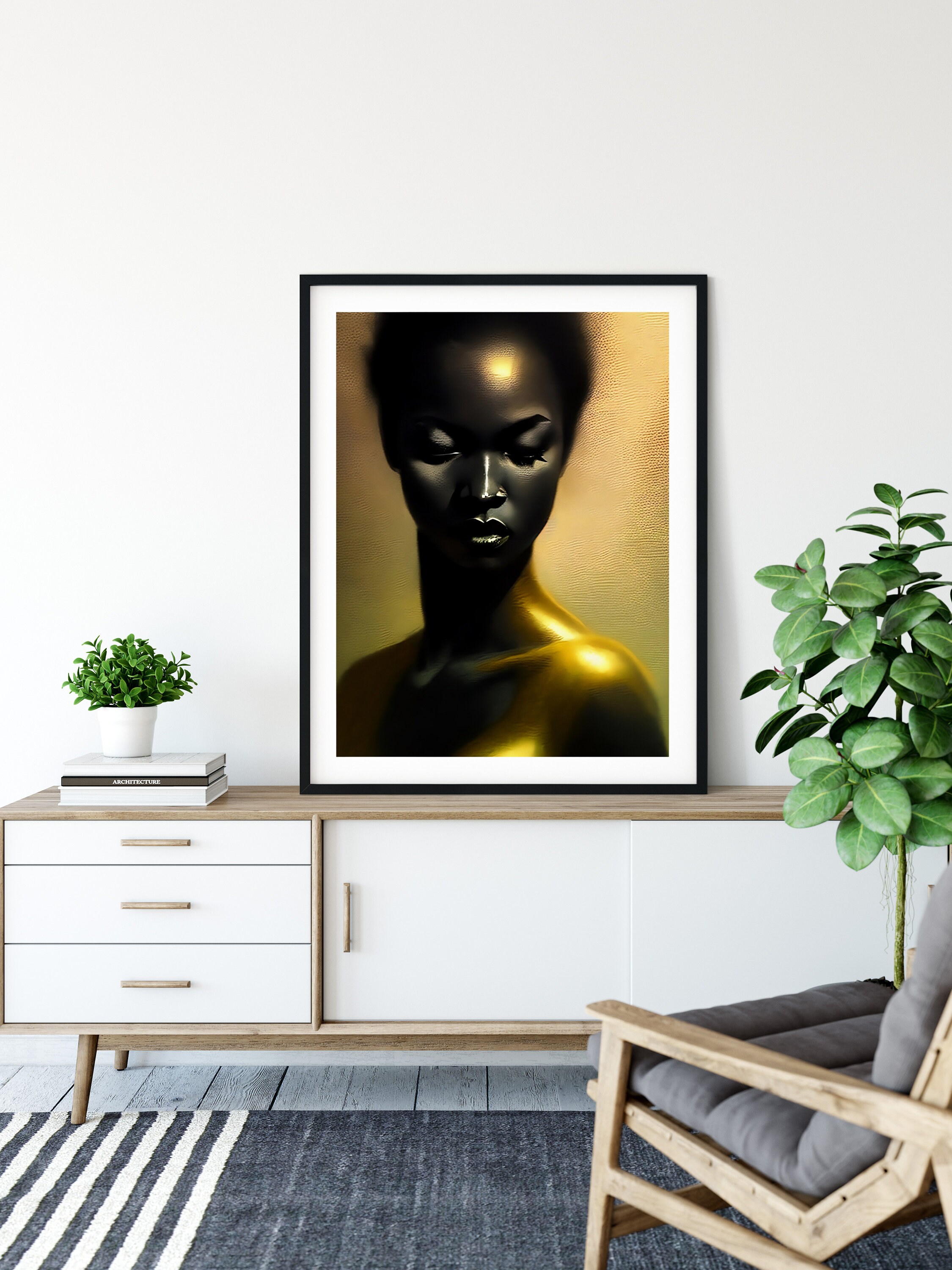 Black Gold Woman Poster Afro Wall Art african American Art Black Woman ...