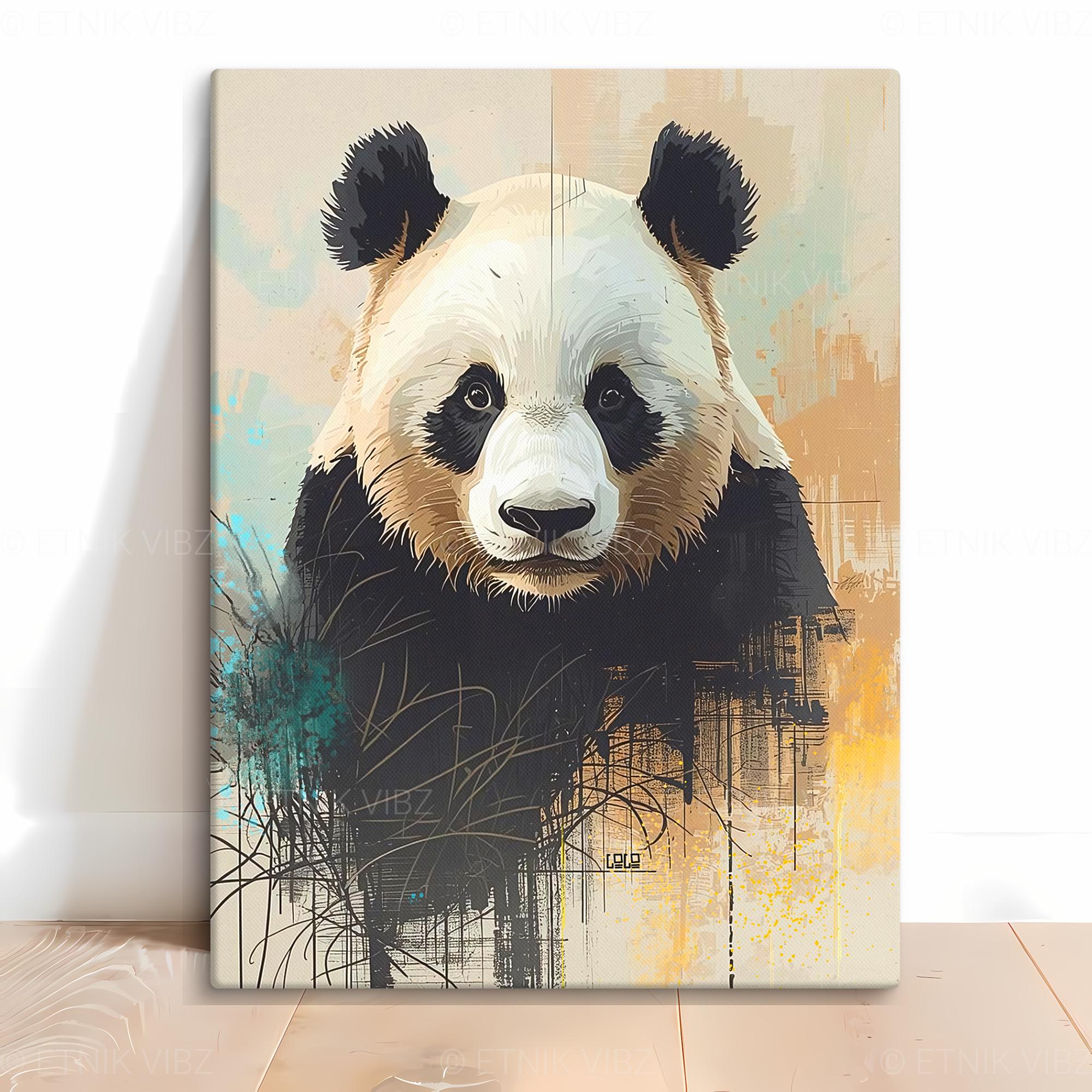 Panda Canvas Wall Art - Modern Abstract Animal Print for Luxury Home ...