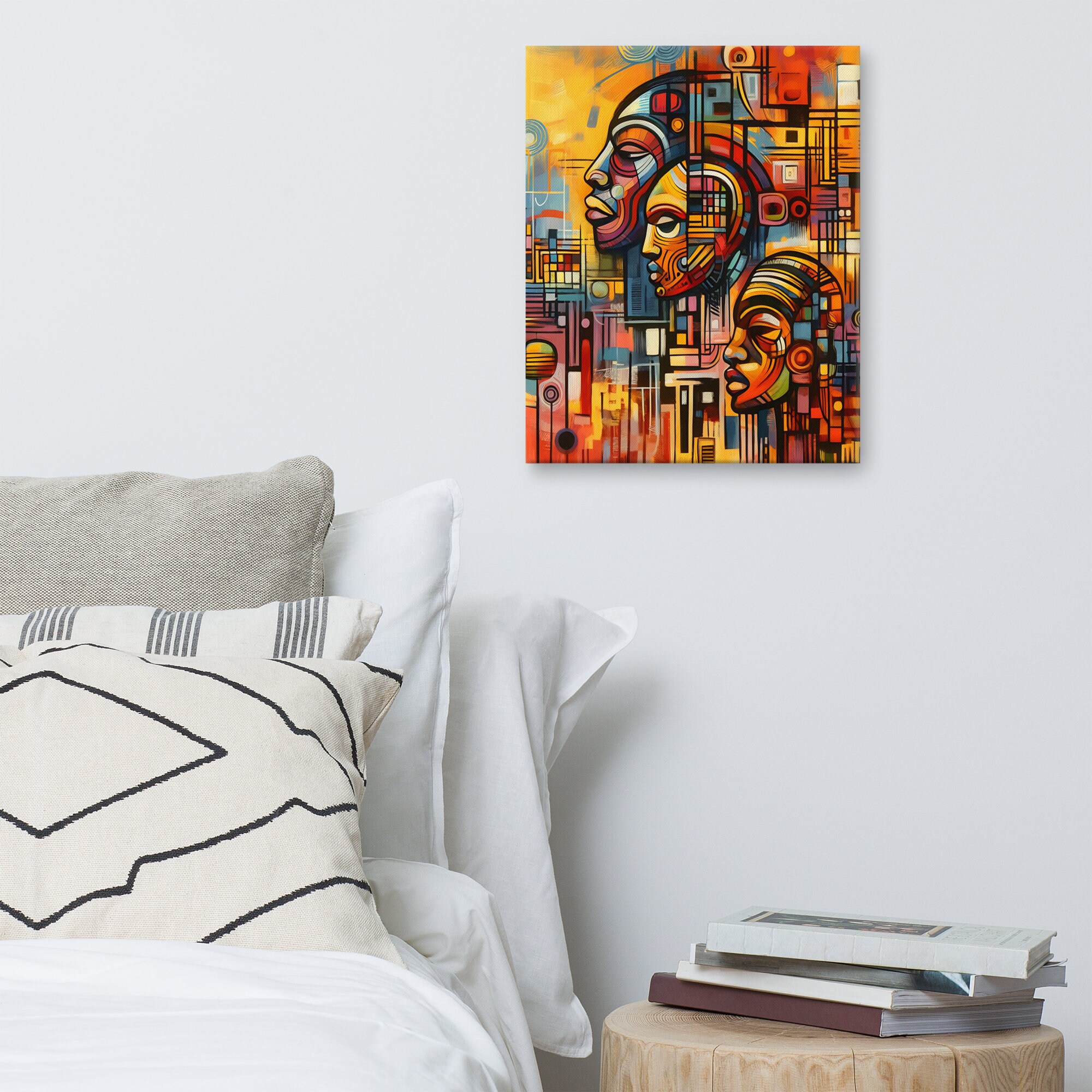 Afro Canvas Print, Abstract Modern Painting, African American Art