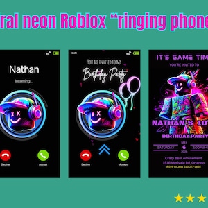Personalized Roblox Ringing Phone Video Birthday Invitation | Funny Animated Neon Roblox Invite | Custom MP4 Sent to You in 24h
