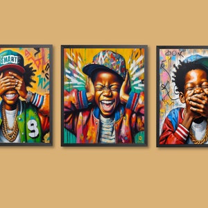 Black Boy Matter, Black Boy Joy Wall Art, Instant download, Set Of 3 afro prints, Funny Gift, African American Wall Art, Black Boy Joy Print