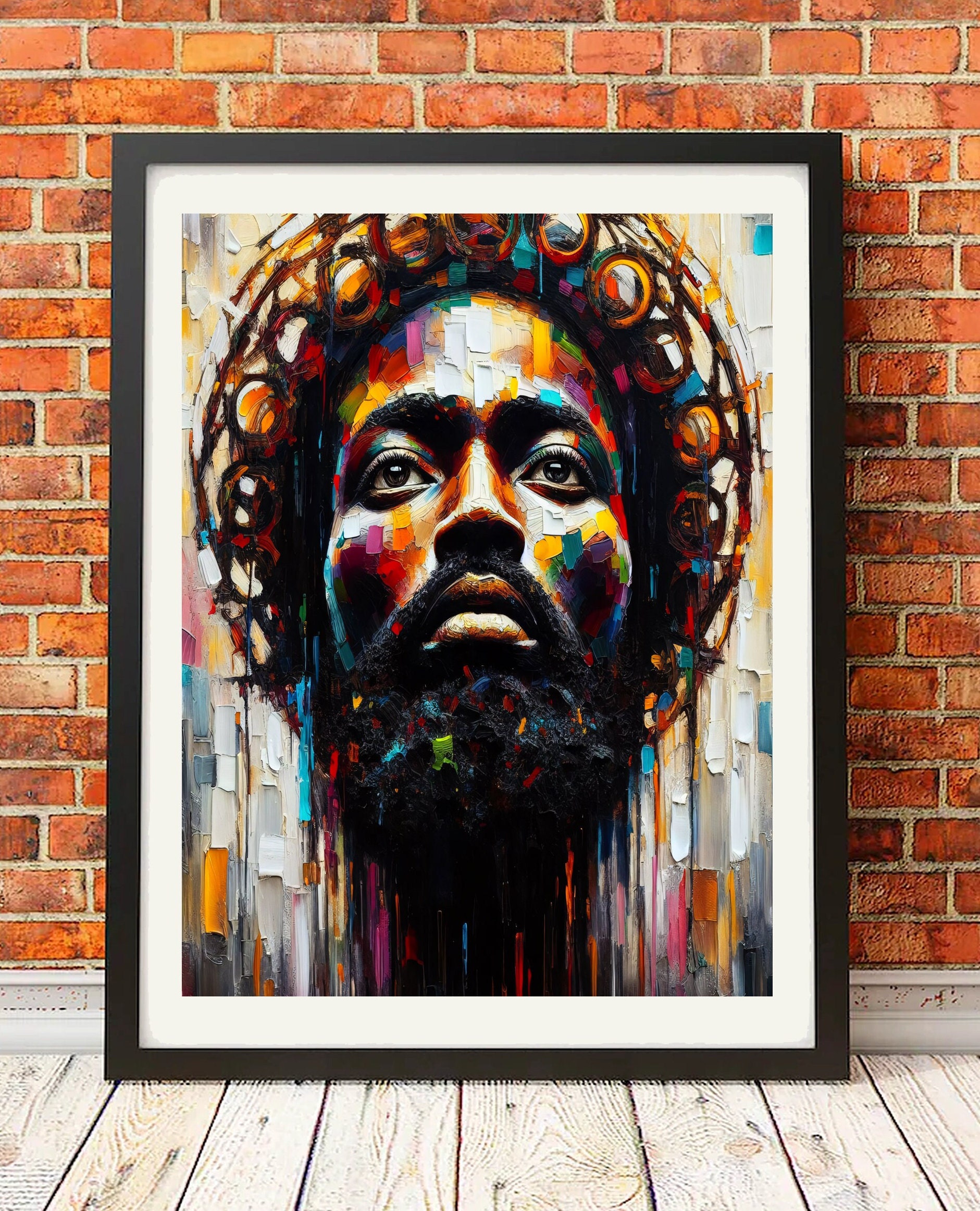 Black Jesus Poster, Afro Canvas Print, Black Jesus Art, Abstract Modern
