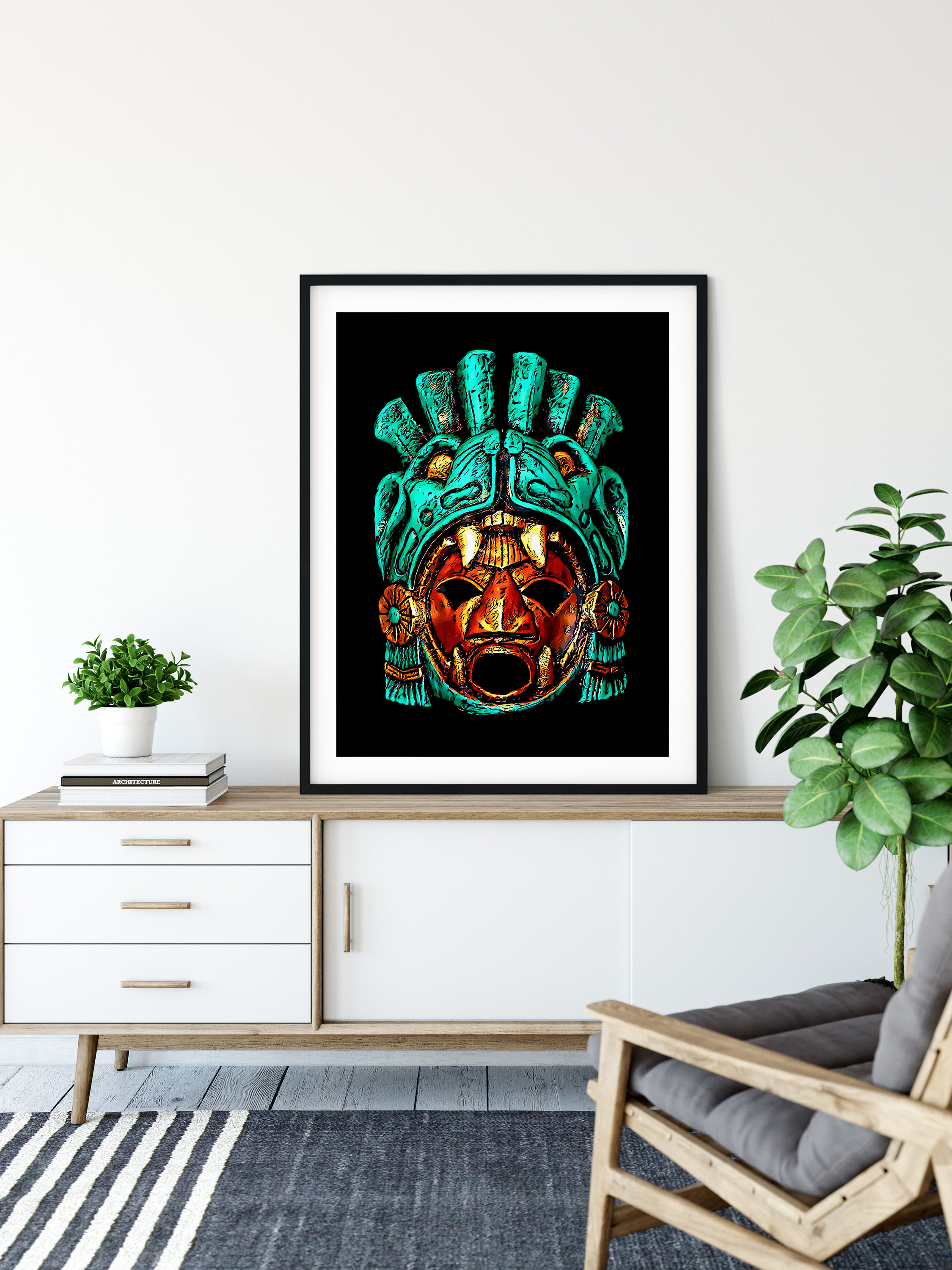 Society6 ケース Aztec 3 by Maya Aztec God Print God of Visions Mayan Wall Art Mythological