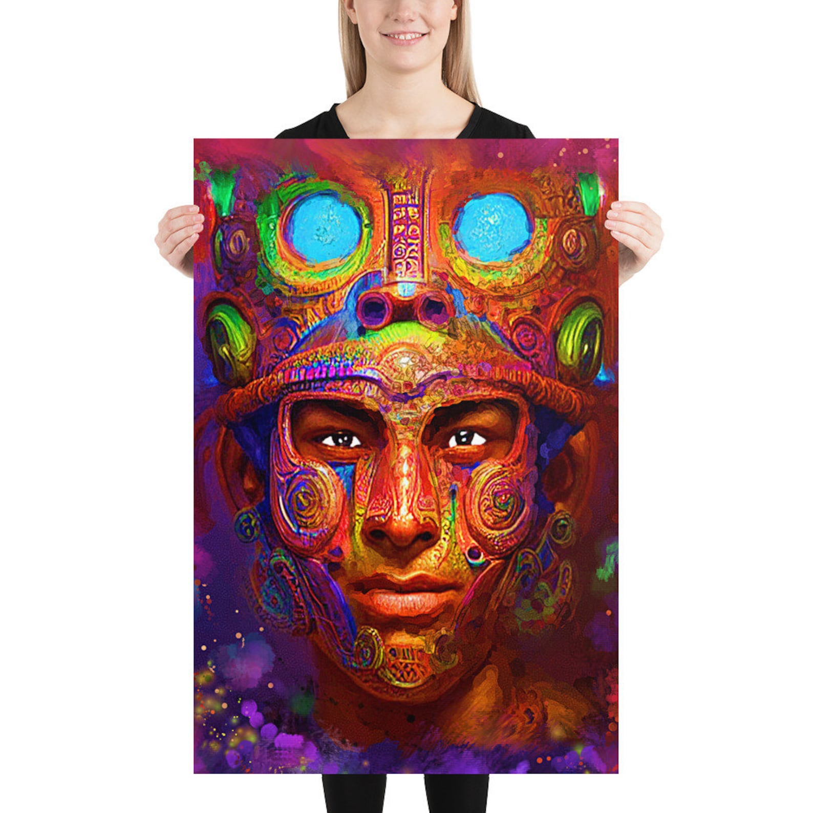 Mayan Warrior Poster Tribal Warriors Mayan Wall Art Mexican Etsy