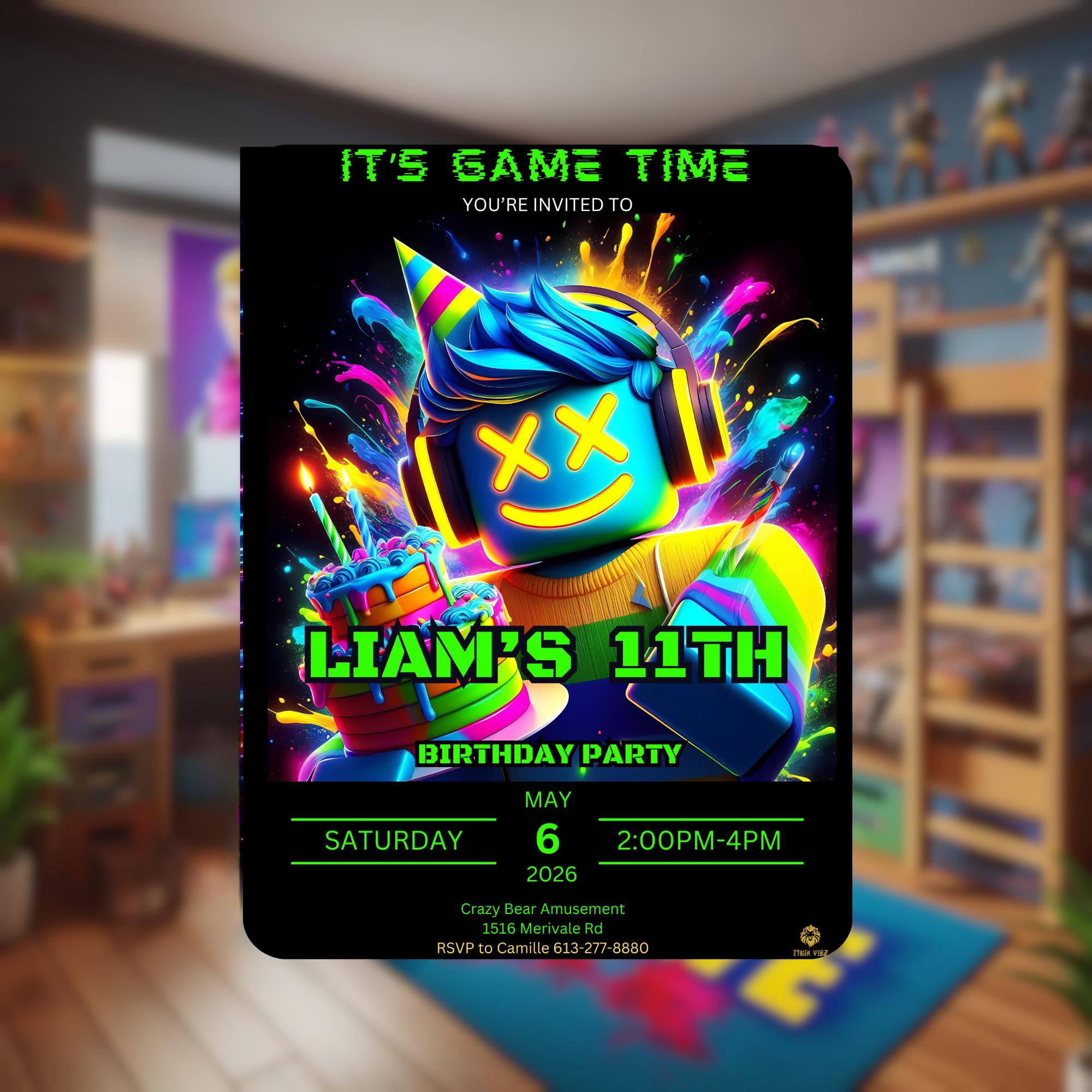Roblox Birthday Invitation | Editable Gaming Canva Template Evite | Boy ...