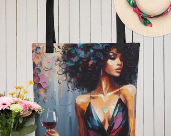 Afro Art Tote Bag: Black Queen Travel Pouch
