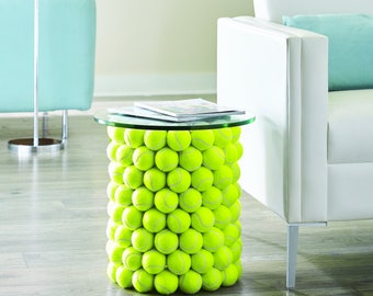Pryzwansky Design Tennis Ball Table: One of a Kind Side Table, Upcycled Design, Gifts for Tennis and Art Lovers