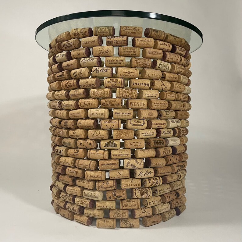 Pryzwansky Design Wine Cork Table One of a Kind End Table, Wine Cork