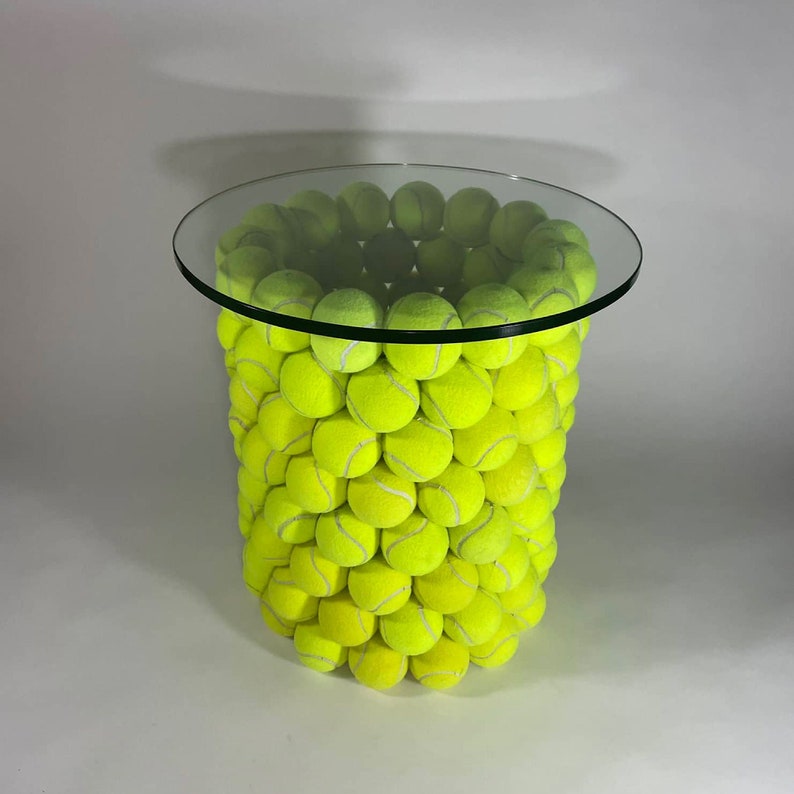 Pryzwansky Design Tennis Ball Table One of a Kind Side Table, Upcycled