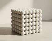 Clean Break Series White Edition Cube Stool | Sculptural Tennis Ball Stool | Limited Edition Seating