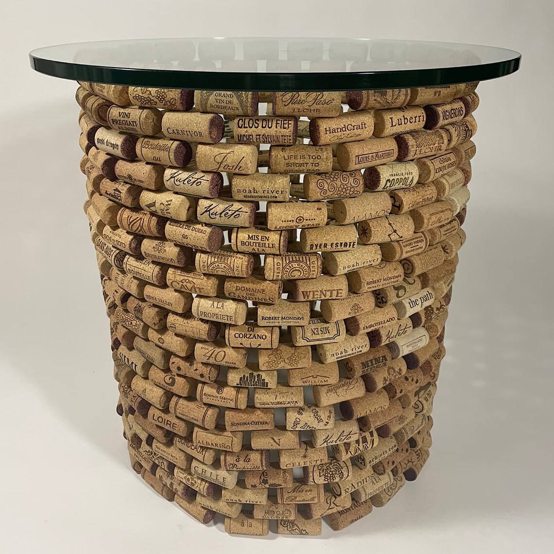 Pryzwansky Design Wine Cork Table One of a Kind End Table, Wine Cork