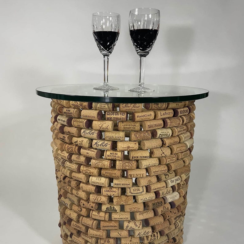 Pryzwansky Design Wine Cork Table One of a Kind End Table, Wine Cork