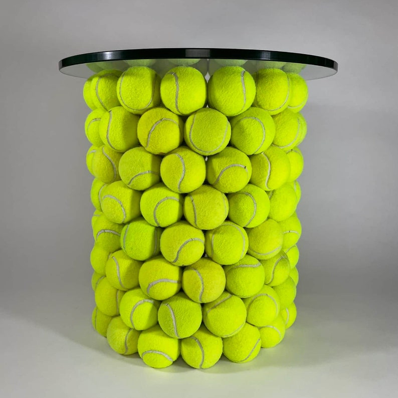 Pryzwansky Design Tennis Ball Table One of a Kind Side Table, Upcycled