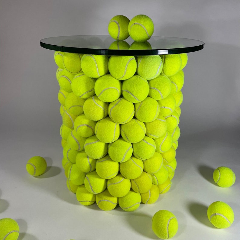 Pryzwansky Design Tennis Ball Table One of a Kind Side Table, Upcycled