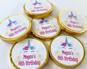 Personalised Unicorn Theme Chocolate coins