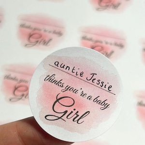 Personaliseerbare babyviering, gender onthulling, babyshower 37 mm stickers x 35 per vel, gender onthullende games, teamjongen, teammeisje