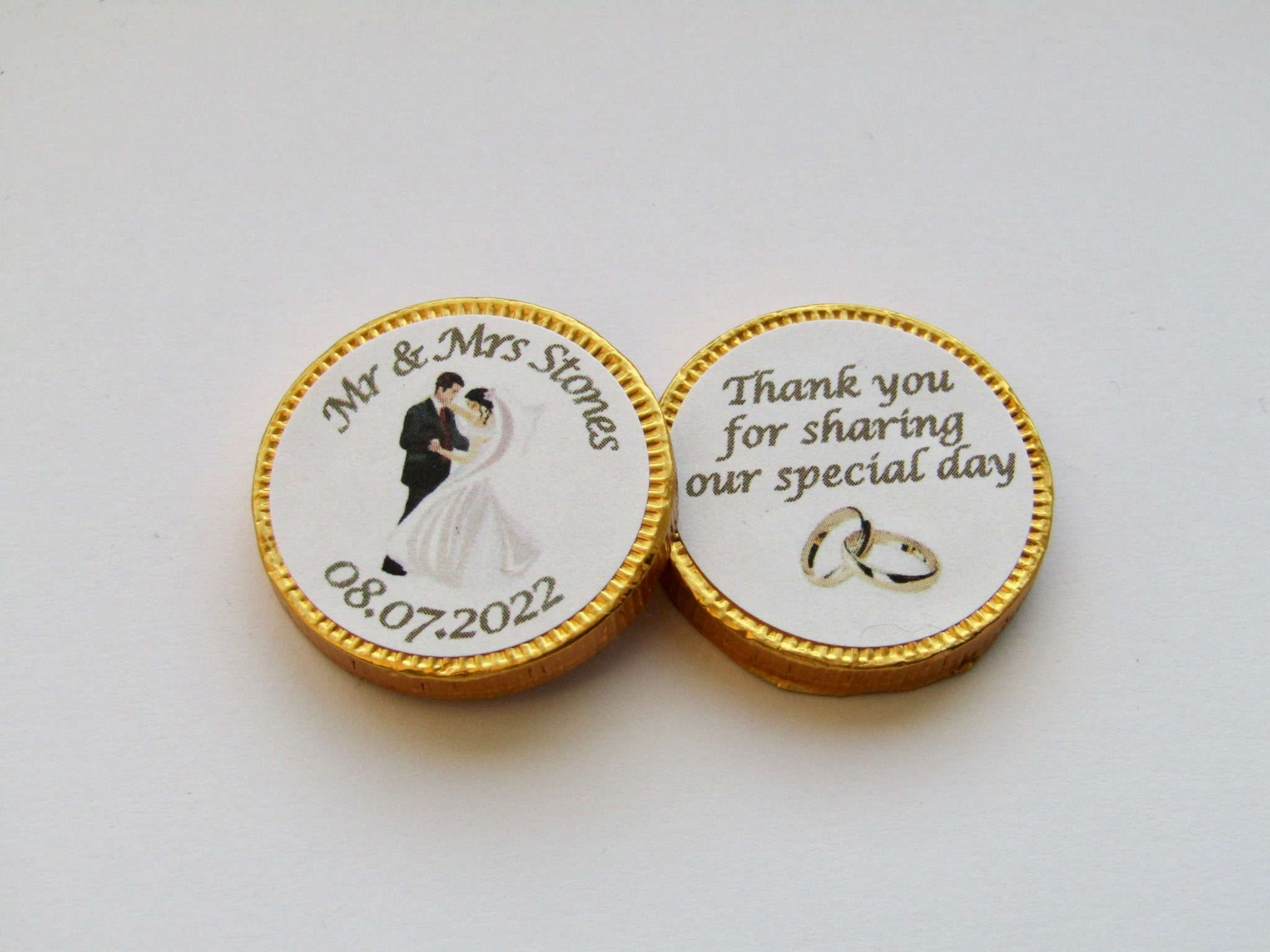 Personalised Chocolate Coin Wedding Favour Etsy