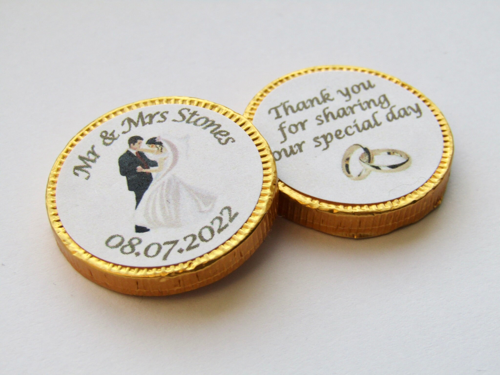 Personalised Chocolate Coin Wedding Favour Etsy