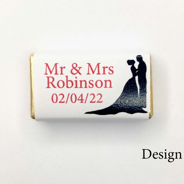 Personalised Wedding Vegan Dark Chocolate 4.2g mini bar favours