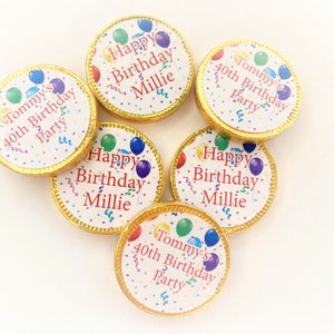 Personalised Birthday Chocolate Coin Party Favours/Birthday Gift