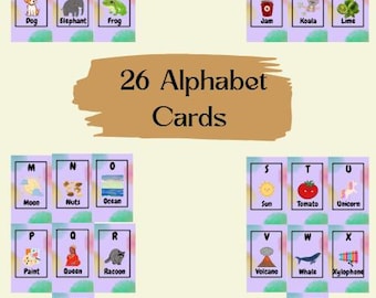 Printable Alphabet Flash Cards: ABC Learning for Kids 3 X 5 (JPG)