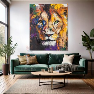 Leinwand Wanddekor Malerei Bunter Löwe Wandkunst Malerei Wohnkultur Einweihungsparty Geschenk Wohnzimmer Dekor Tier Thema Wandkunst
