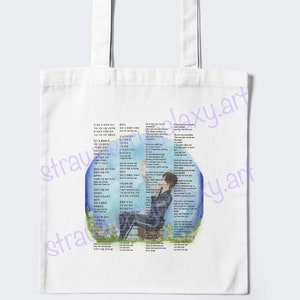 Serendipity lyrics Jimin inspired tote bag, bts Jimin, bts fan art, art tote bag, gift, kpop, tote bag