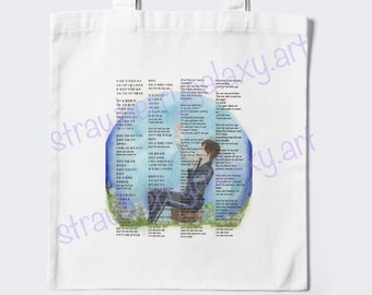 Letras de serendipia Jimin inspired tote bag, bts Jimin, bts fan art, art tote bag, gift, kpop, tote bag