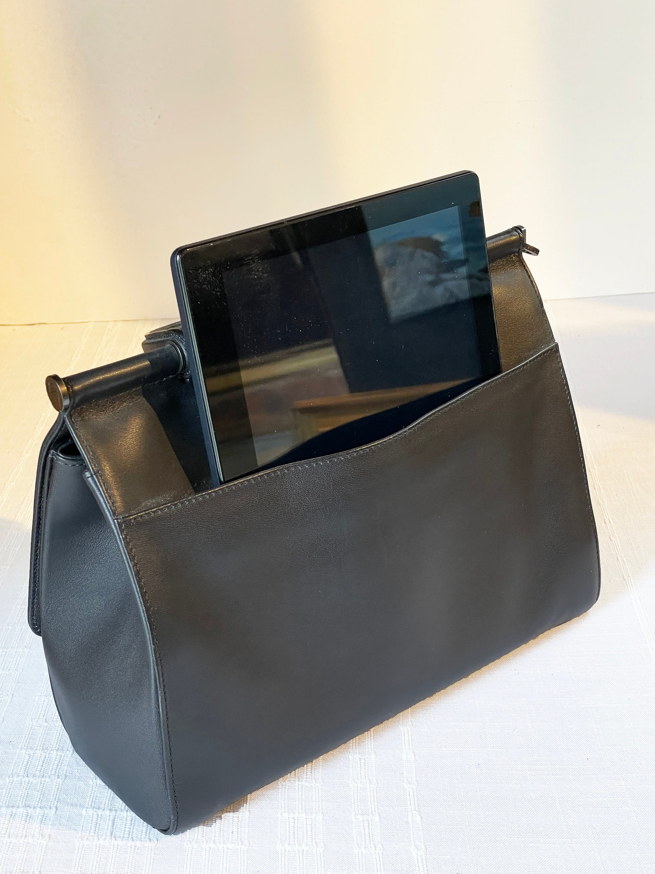 coach black grained grab bags