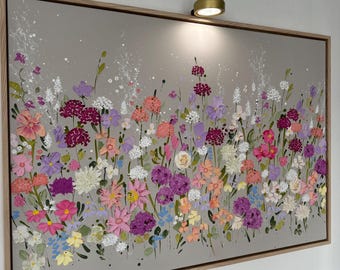 Gestructureerd beeld Acrylverfschilderij 3D-kunst op canvas Bloemenkunst Romantisch ontwerp Elena's ARTelier Origineel kunstwerk Kleurrijke blikvanger