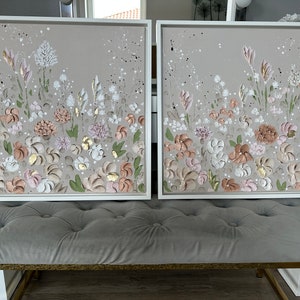 Structure picture acrylic painting 3d art flowers pastel colors romantic mural country house design Elena’s ARTelier