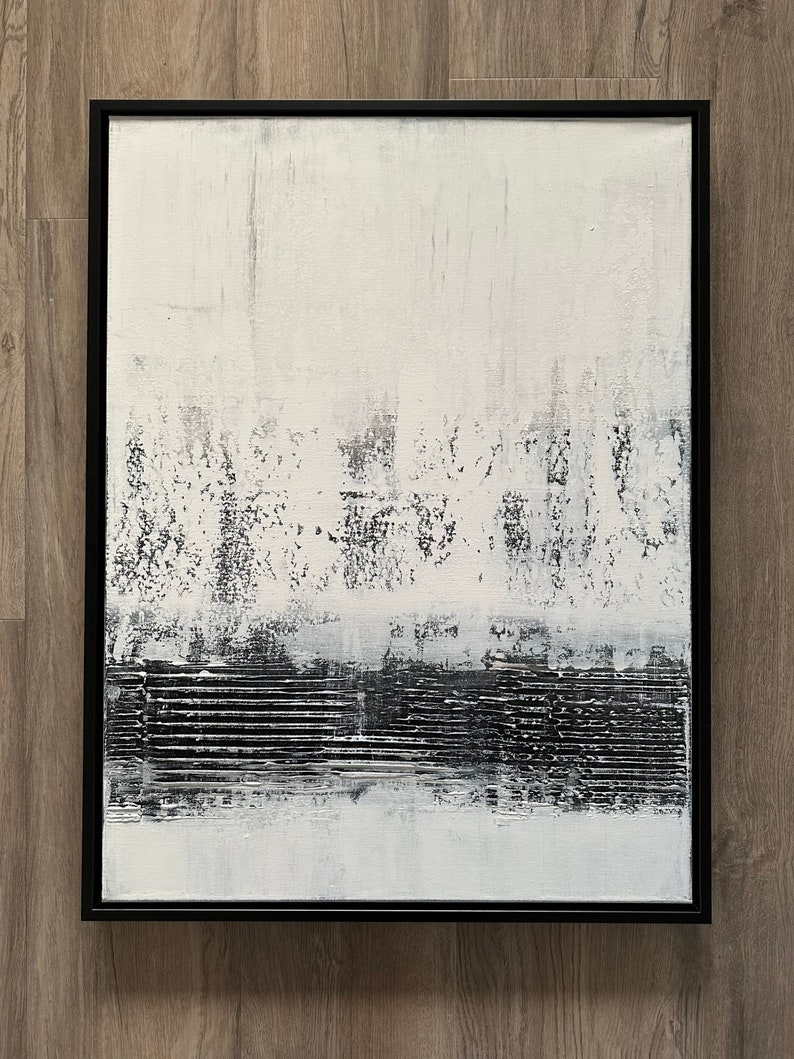 Zoinart Abstrakte Wandkunst, Gerahmt 61x91 Cm – Schwarz-weiß, 3D-Textur, Moderner Holzrahmen, Inkl. Aufhängezubehör