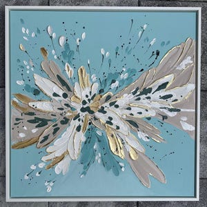 Strukturbild 3D Gemälde Abstrakte Kunst Art XL Leinwand Acryl Malerei Wandbild Original Kunstwerk Design Elena’s ARTelier gold beige afbeelding 2