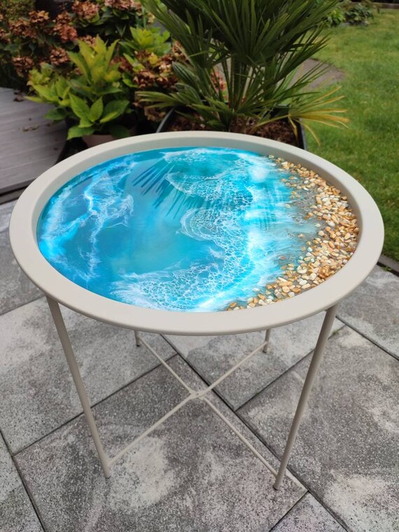 Metal and Epoxy Resin Side Table Tray Resin Art Functional Etsy UK