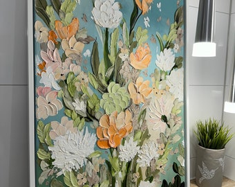 Structuurfoto Acryl schilderij 3D kunst op canvas Bloemenkunst Romantisch ontwerp Elena's ARTelier Origineel kunstwerk