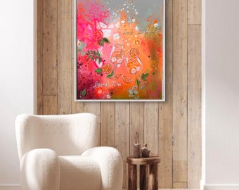 Acrylic painting abstract artwork on canvas 70x50 modern art painting Aperol Spitz painting colorful neon colors design Elena’s ARTelier