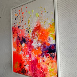 Acryl Bild Abstrakt Kunstwerk auf Leinwand moderne Kunst Gemälde Frühlingshaft Malerei Farbenfroh Neon Farben Design Elenas ARTelier Bild 4