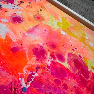 Acryl Bild Abstrakt Kunstwerk auf Leinwand moderne Kunst Gemälde Frühlingshaft Malerei Farbenfroh Neon Farben Design Elenas ARTelier Bild 6
