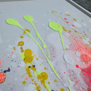 Acryl Bild Abstrakt Kunstwerk auf Leinwand moderne Kunst Gemälde Frühlingshaft Malerei Farbenfroh Neon Farben Design Elenas ARTelier Bild 7