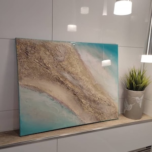 ResinArt Acrylic Picture Structure Canvas Painting Unique Art Design Epoxy Resin Abstract Art Beach Sea