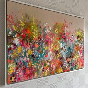 Acryl Bild 100x70 Abstrakt Kunstwerk auf Natur Leinwand  Gemälde Neon Eyecatcher  Farbenfroh Tiere Malerei Wandbild Design Elena’s ARTelier