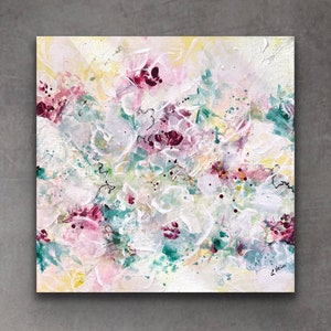 Acrylic picture painting artwork flowers design Elena’s ARTelier abstract art oil mural unique spring-like summery colorful