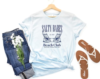 Salty Babes Beach Club Shirt | Summer Graphic Tee | Girls Just Wanna Have Sun | Coastal Vacation Shirt | Retro Beach Vibes Tee