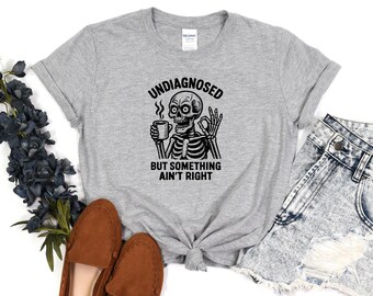 Funny Skeleton Coffee T-Shirt, Dark Humor Mental Health Tee