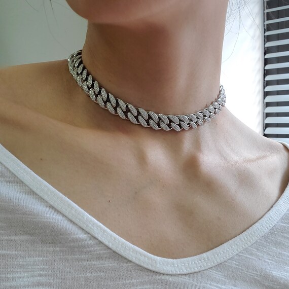 Iced Diamond Cuban Link Choker Cuban Link Bracelet Etsy
